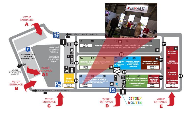 mapa areálu PVA Expo pro FOR ARCH 2018